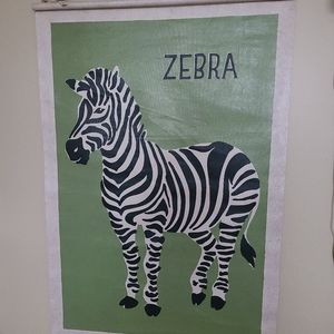 Pottery Barn Kids Canvas Wall Hanging Zebra.